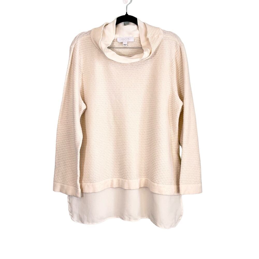 MISOOK Collection Wool Cashmere Sweater L Cream Cozy Warm Winter Preppy Comfy